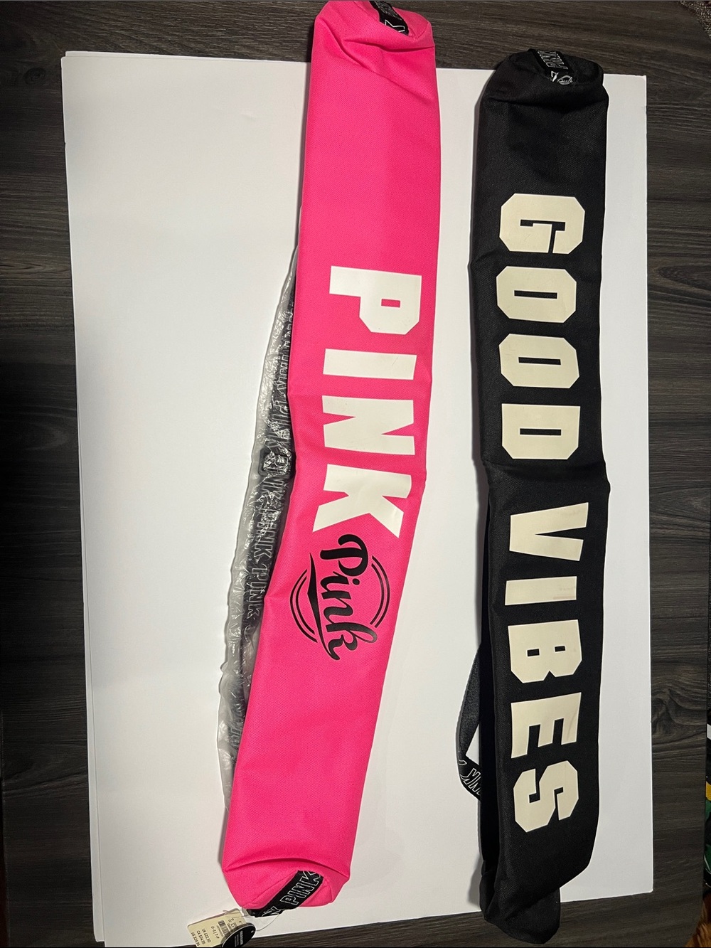 PINK Yoga Mat Bag + GOOD VIBES Mat Sleeve - Hot Pink & Black Bags for Umbrellas